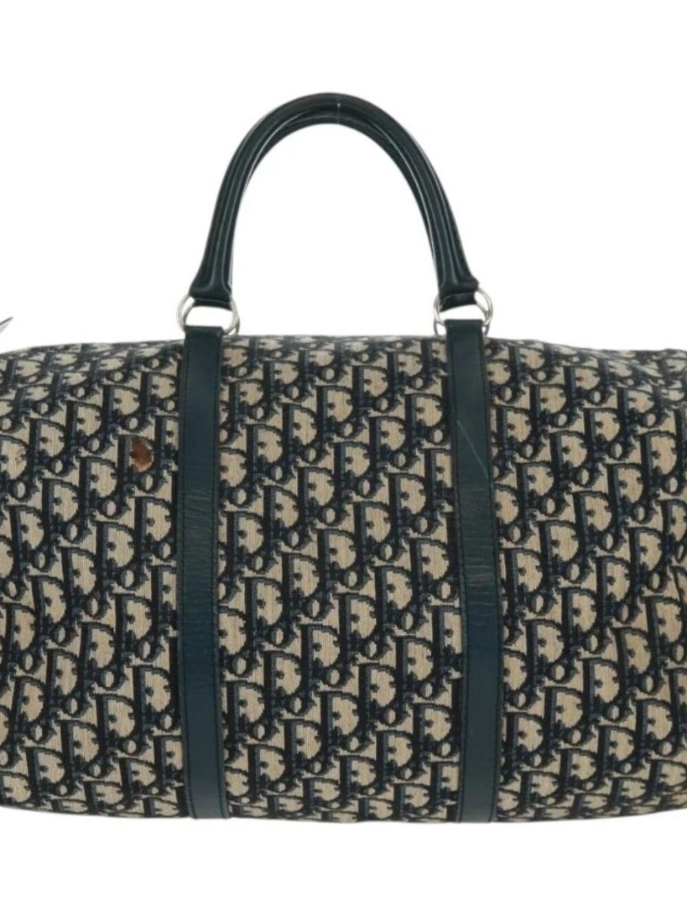 Christian Dior Trotter Canvas Mini Boston Bag Navy Silver Auth am10233 - Picture 3 of 16